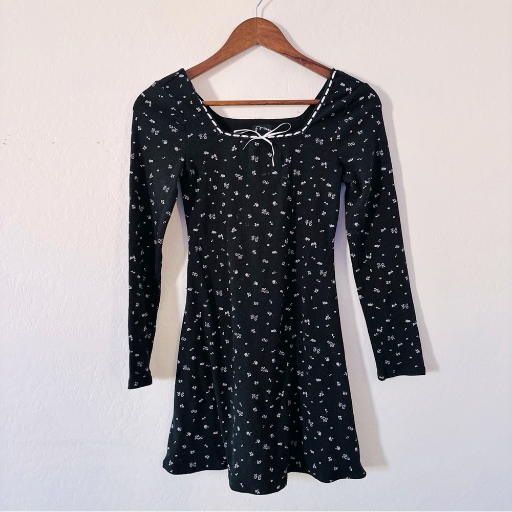 Art Class Girls Black White Floral Long Sleeve Dress Size Large 10/12‎